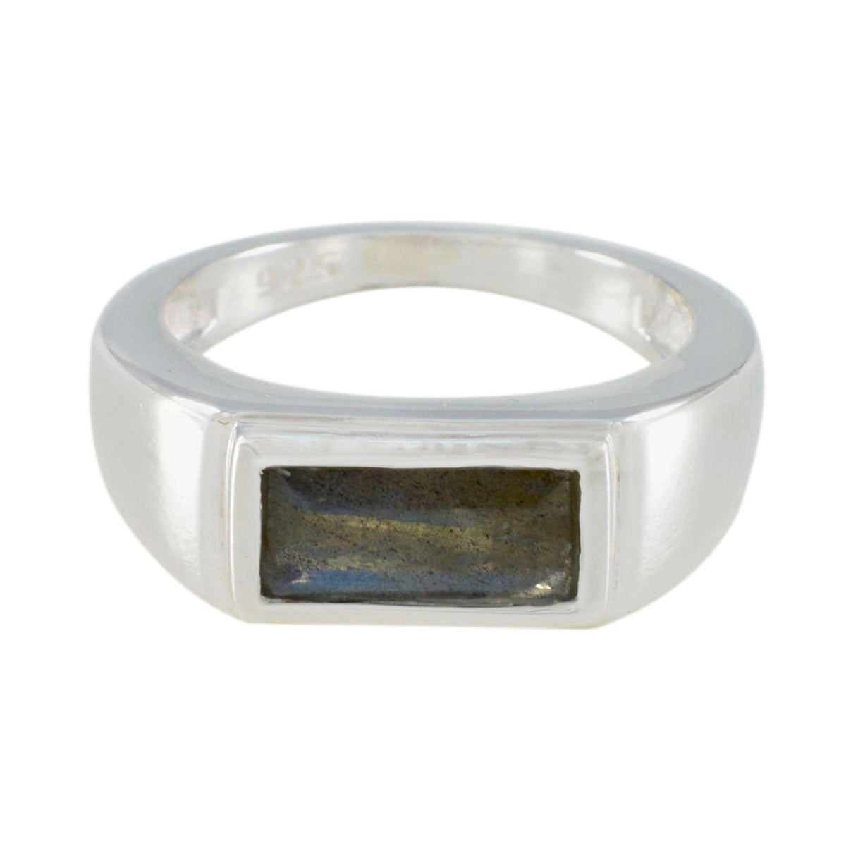 Julia Grey Solitaire Ring for Women in Sterling Silver Labradorite Gray