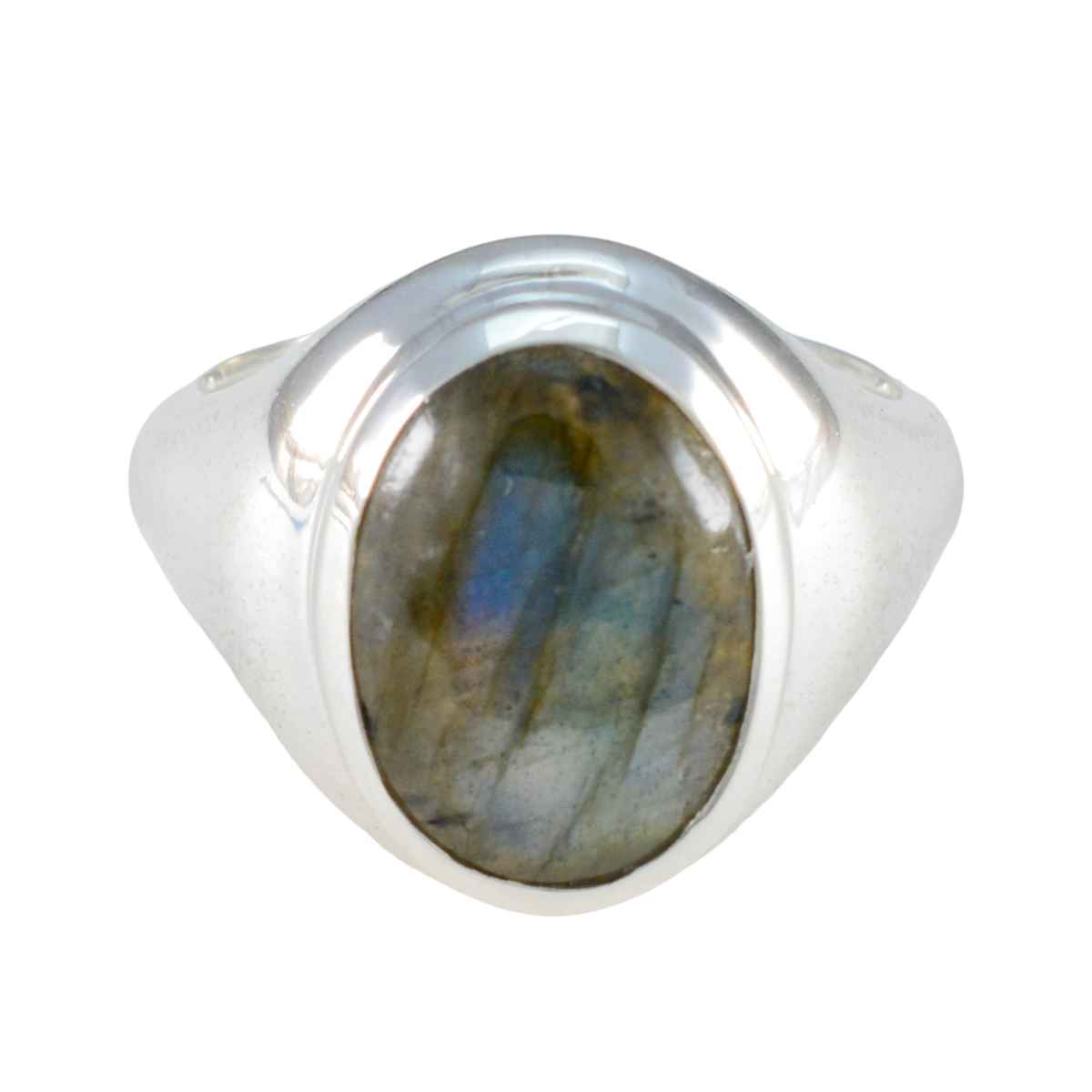 Tereza Grey Solitaire Ring India with Labradorite Gemstone Labradorite Gray