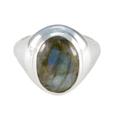 Tereza Grey Solitaire Ring India with Labradorite Gemstone Labradorite Gray