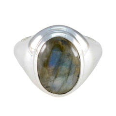 Tereza Grey Solitaire Ring India with Labradorite Gemstone Labradorite Gray