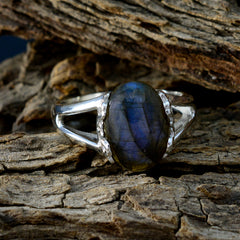 Ida Grey Solitaire Ring India with Labradorite Gemstone