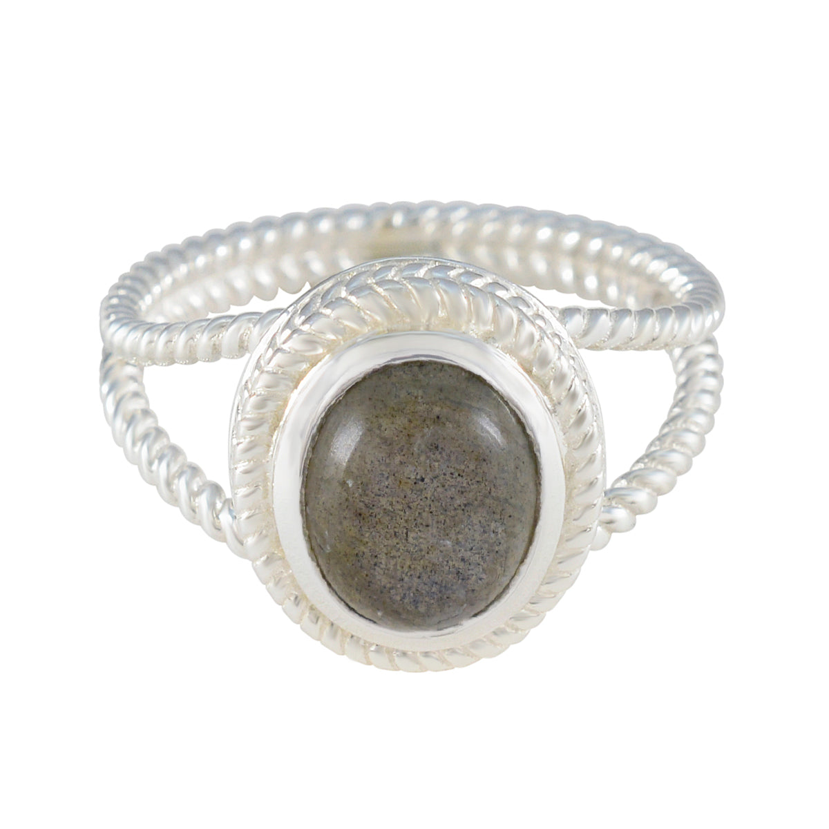 Isadora Rope-Wire Grey Solitaire Ring Labradorite Gray