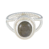 Isadora Rope-Wire Grey Solitaire Ring Labradorite Gray