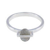 Hina Grey Solitaire Ring with Unique Oval Stone Labradorite Gray