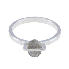 Hina Grey Solitaire Ring with Unique Oval Stone Labradorite Gray