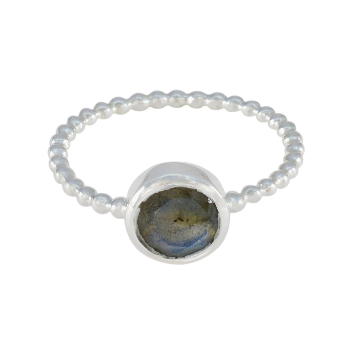 Soo-jin Grey Solitaire Twist Ring with Labradorite Gemstone Labradorite Gray