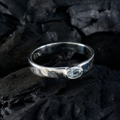 Hanna Blue Solitaire Ring Sterling Silver Elegance