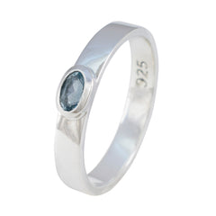 Hanna Blue Solitaire Ring Sterling Silver Elegance