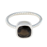 Hazel Brown Solitaire Ring with Sterling Silver Band Smoky Quartz Brown