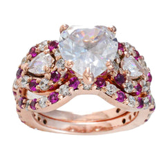 Ivy Heart Halo Ring Red Stones Rose Gold Band