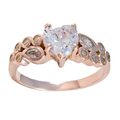 Hazel Heart Shaped White Halo Ring with Rose Gold
