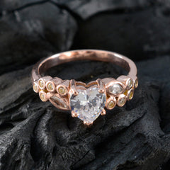 Hazel Heart Shaped White Halo Ring with Rose Gold