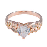 Hazel Heart Shaped White Halo Ring with Rose Gold White CZ White