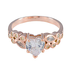 Hazel Heart Shaped White Halo Ring with Rose Gold White CZ White