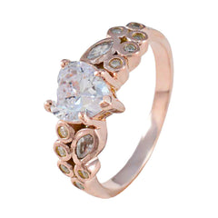 Hazel Heart Shaped White Halo Ring with Rose Gold