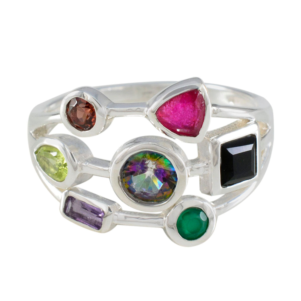 Zazlle Hepta Gemstone Ring for Everyday Glam Multi Stone Multicolor