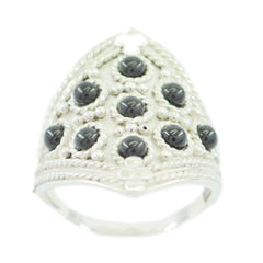 Araya silver filigree heritage black statement ring with nine black cabochons and ornate beaded detailing