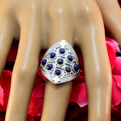 Araya silver ring with nine black cabochons in ornate shield setting heritage black statement ring