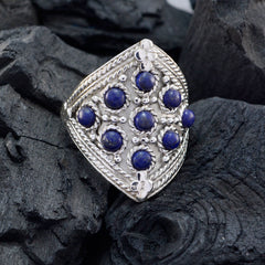 Liyana heritage blue gemstone ring with multiple blue stones set in intricate silver design
