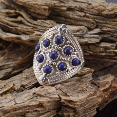Liyana heritage blue gemstone ring with intricate silver detailing and multiple blue stones