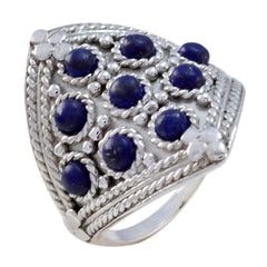 Liyana heritage blue gemstone ring with intricate silver design and multiple blue stones