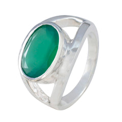 Emma silver ring featuring a heritage green gemstone ring with an oval faceted centerpiece