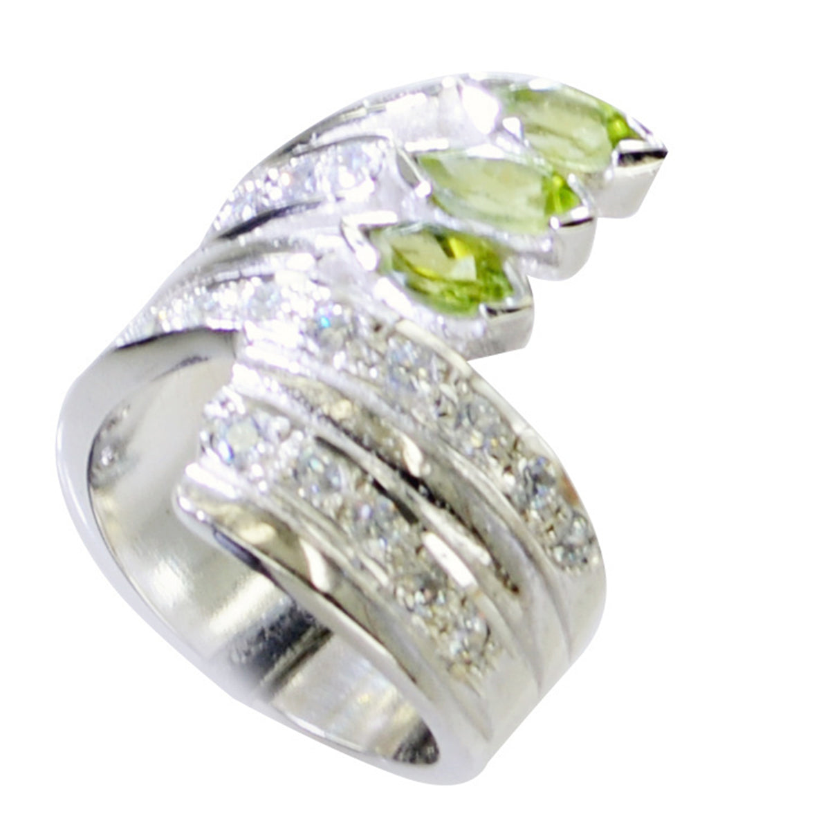 Lucy Heritage Green Halo Ring with Sparkling Stones Peridot Green