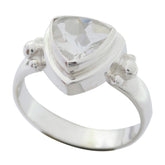 Joaquina heritage white solitaire ring with a triangular white gemstone and silver band