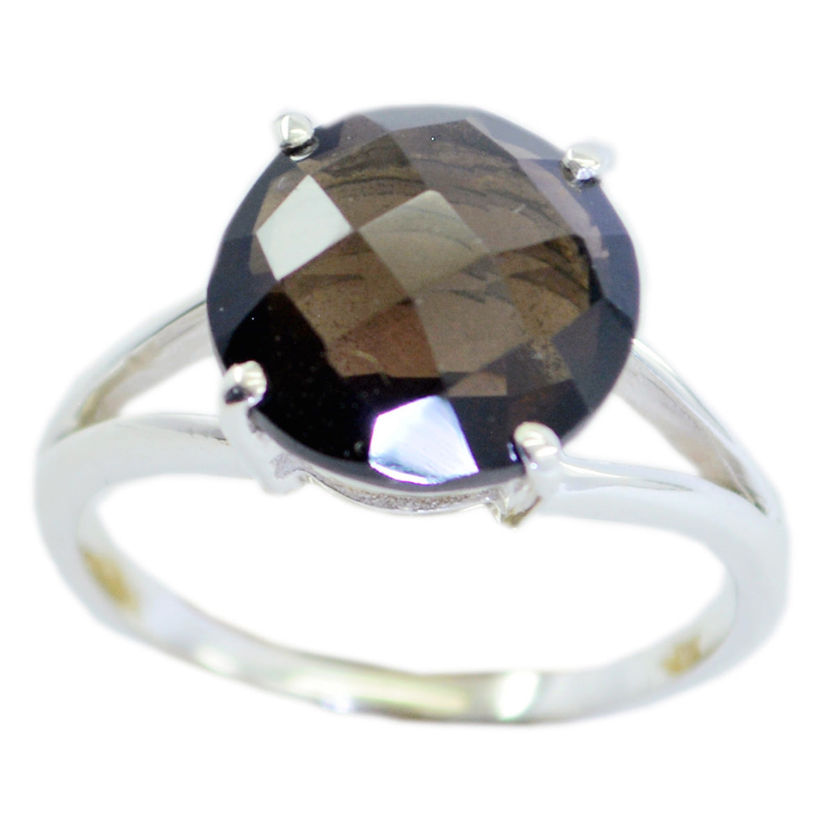 Hye-jin Feminine Brown Solitaire Ring smoky quartz Brown