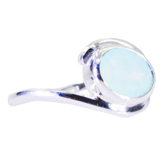 Ida Ethnic Blue Solitaire Ring with Elegant Silver Band