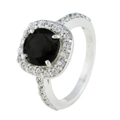 Ayesha Abstract Black Halo Ring with Sparkling Stones