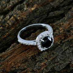 Ayesha Abstract Black Halo Ring with Sparkling Stones