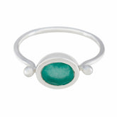 Araya Abstract Green Solitaire Ring Indian Emerald Green