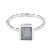 Aisha Abstract Grey Solitaire Ring with Twisted Band Labradorite Gray