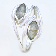 Isabel abstract grey toi et moi ring sterling silver with two marquise labradorite stones and open band