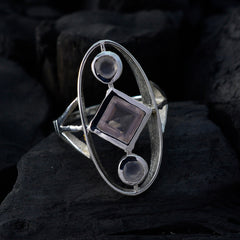 Lucia abstract pink gemstone ring with three stones set in silver oval design