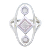 Lucia abstract pink gemstone ring with diamond and circular stones set in silver oval frame