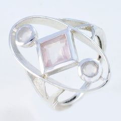 Lucia abstract pink gemstone ring with silver band and unique modern design