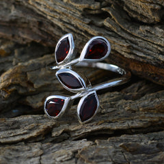 Saanvi abstract red gemstone ring with five marquise-shaped red stones set in silver band