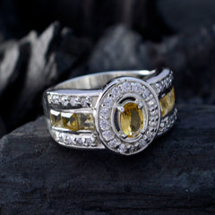 Paula Abstract Yellow Gemstone Ring with Silver Accents