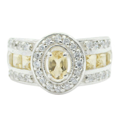 Paula Abstract Yellow Gemstone Ring with Silver Accents