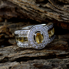 Paula Abstract Yellow Gemstone Ring with Silver Accents