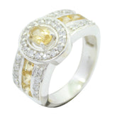 Paula Abstract Yellow Gemstone Ring with Silver Accents Citrine Yellow