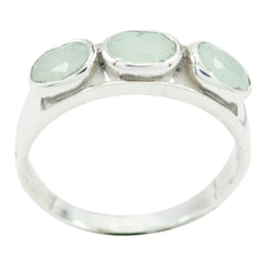 Aiko Aqua Gemstone Trilogy Ring in Sterling Silver