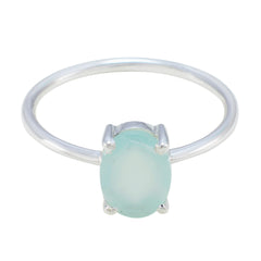 Riya Aqua Solitaire Ring India with Elegant Gemstone Aqua Chalcedony Green