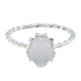 Putri aqua solitaire ring with twisted silver band and oval light blue gemstone centerpiece