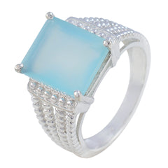 Leah Aqua Solitaire Ring with Elegant Silver Design