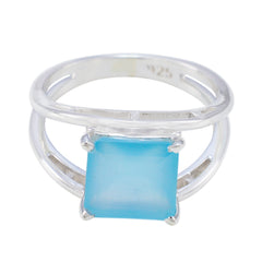 Elena Luxurious Aqua Solitaire Ring Aqua Chalcedony Green