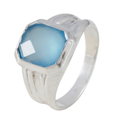 Putri Aqua Solitaire Ring with Elegant Silver Band