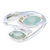 Ida silver aqua toi et moi ring with two marquise shaped aqua gemstones in open swirl design